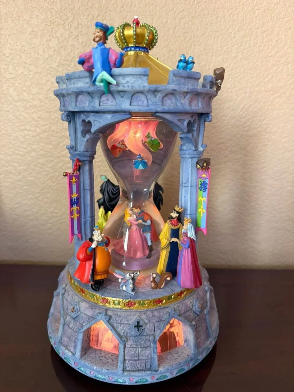 2003 Disney Catalog Sleeping Beauty Hourglass Light Up Musical Aurora Maleficent